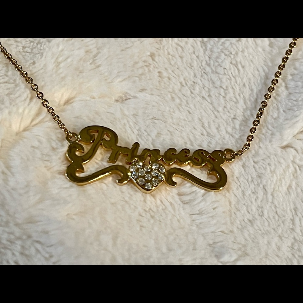 Disney princess necklace in gold with rhinestones